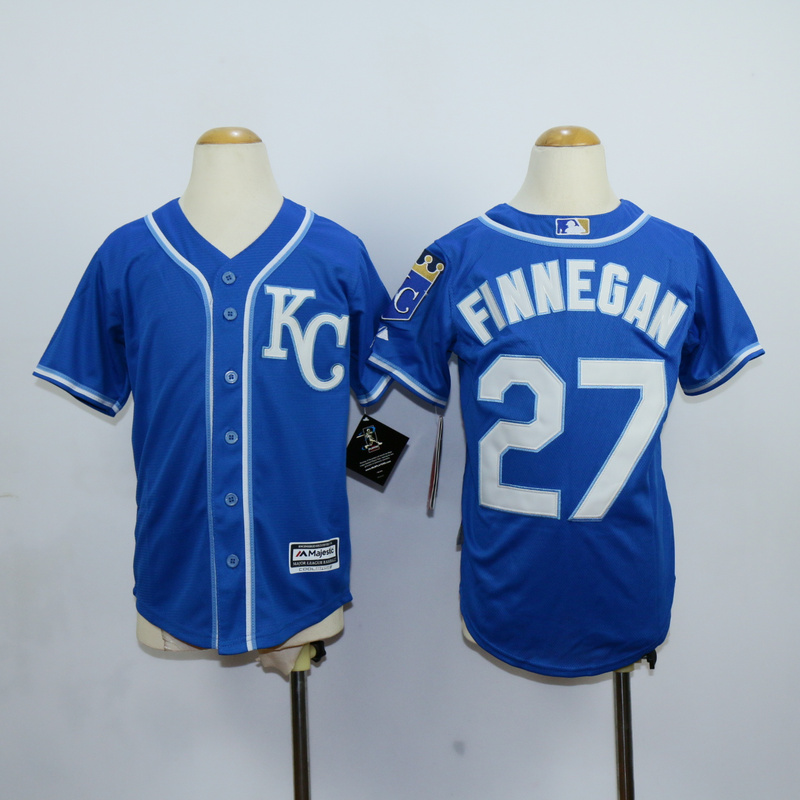 Youth Kansas City Royals #27 Finnegan Blue MLB Jerseys